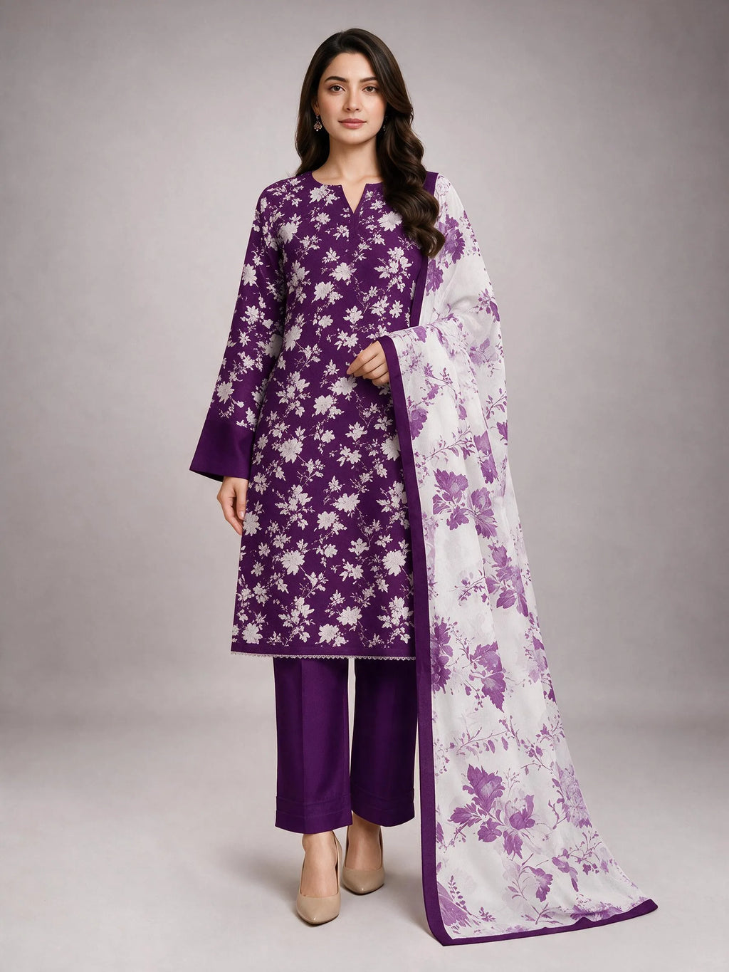Printed Lawn 3 Piece Unstitched Suit