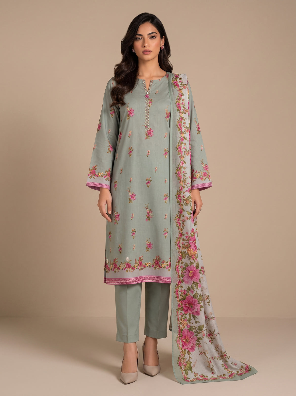 Printed Lawn 3 Piece Unstitched Suit