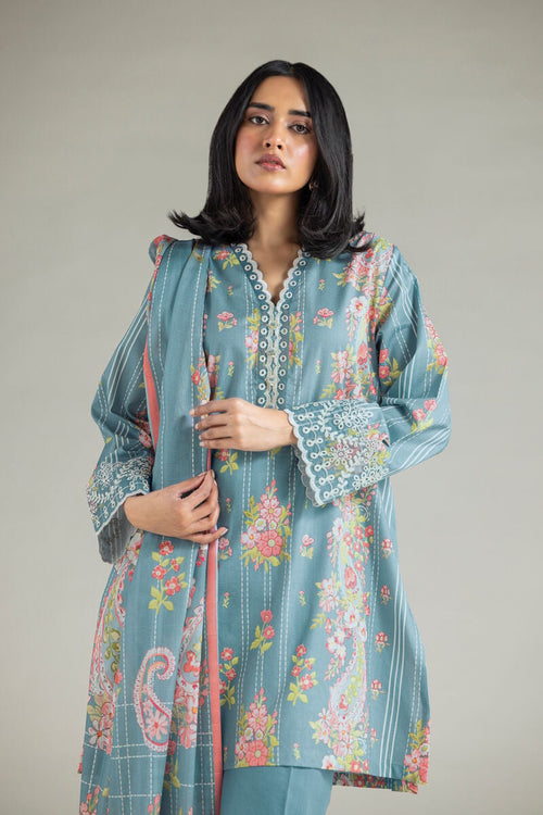 Digital Printed Textured Lawn 3 Piece Suit