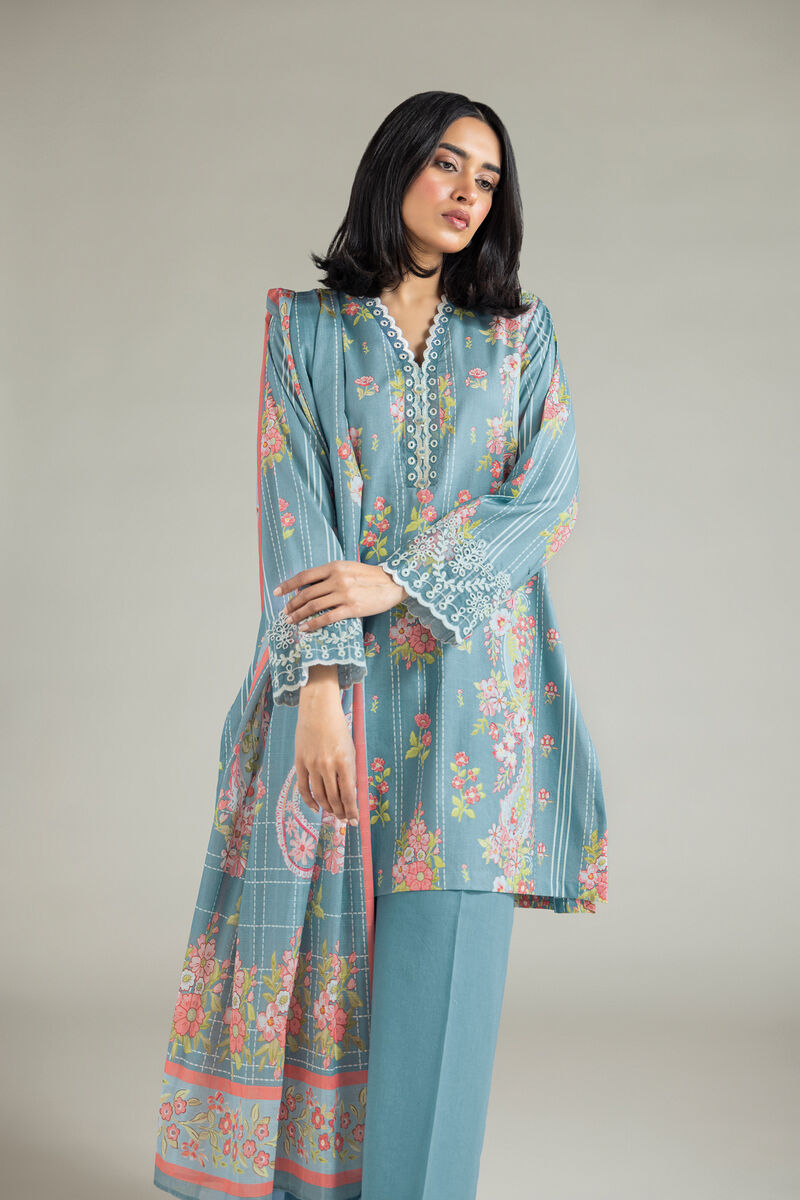 Digital Printed Textured Lawn 3 Piece Suit