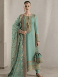 Aqua Green Luxury Embroidered 3 Piece Unstitched Suit | ZÉRA by Z