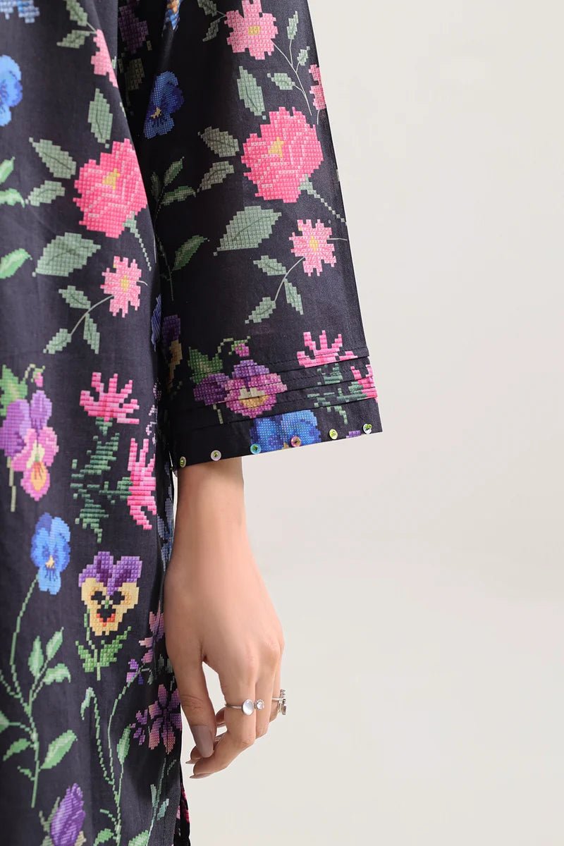 Printed Lawn 2 Piece Unstitched Suit – Black | ZERA by Z
