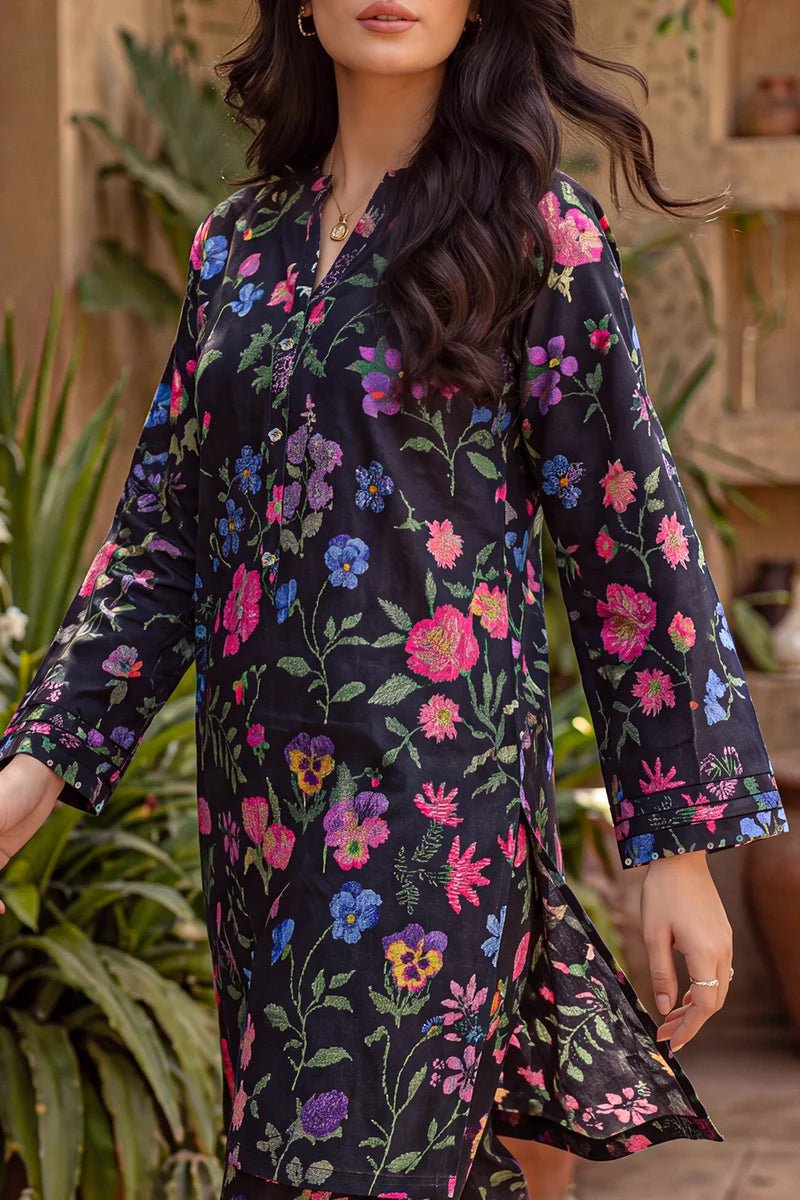 Printed Lawn 2 Piece Unstitched Suit – Black | ZERA by Z