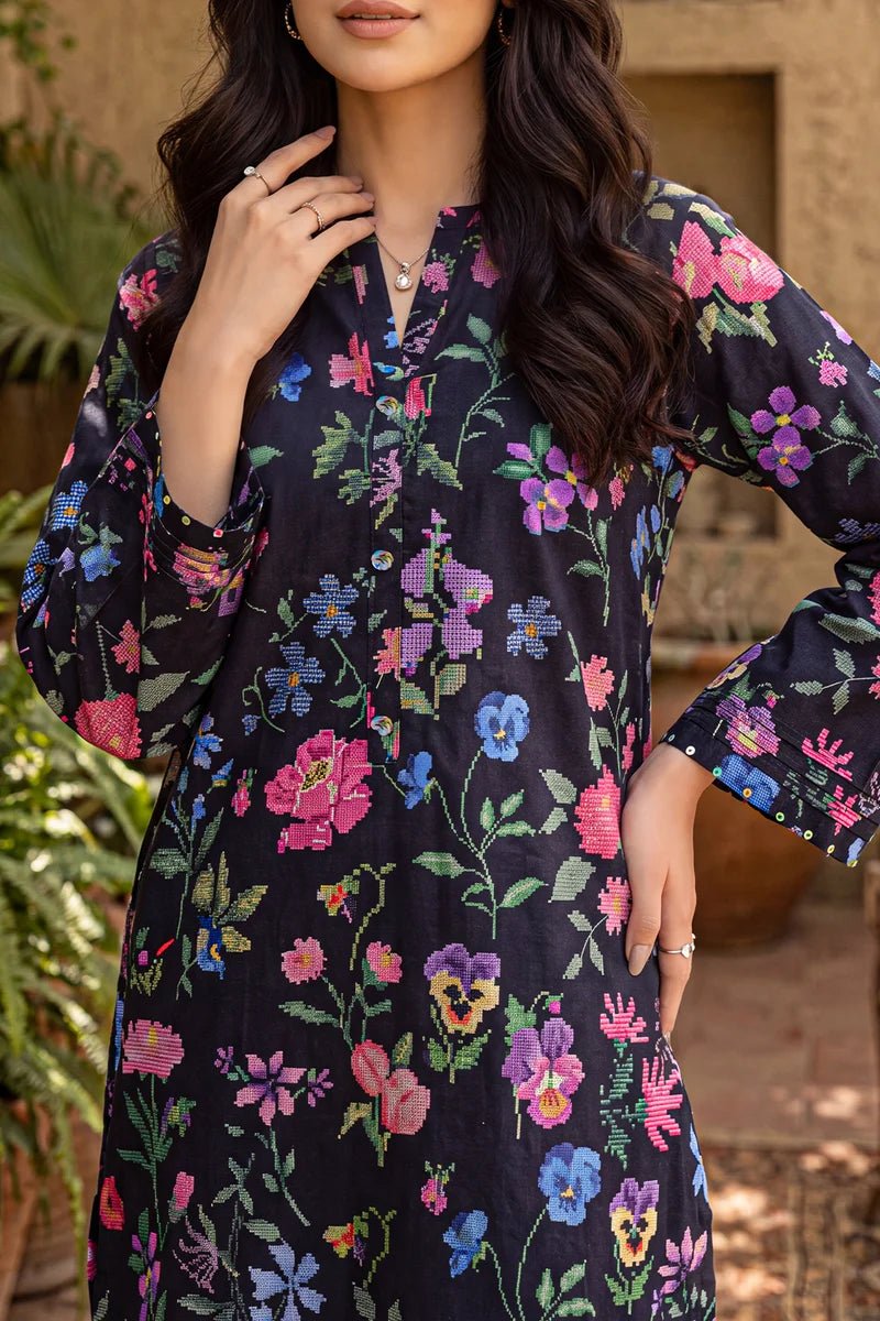 Printed Lawn 2 Piece Unstitched Suit – Black | ZERA by Z