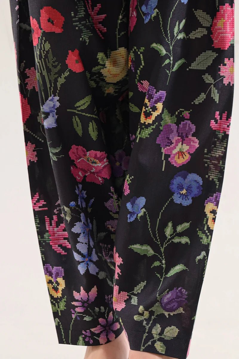 Printed Lawn 2 Piece Unstitched Suit – Black | ZERA by Z