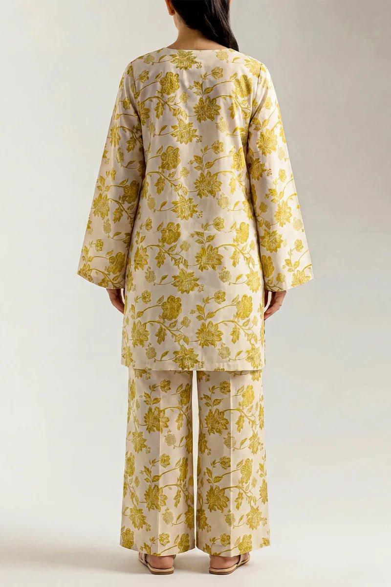 Printed Lawn 2 Piece Unstitched Suit – Mustard | ZERA by Z