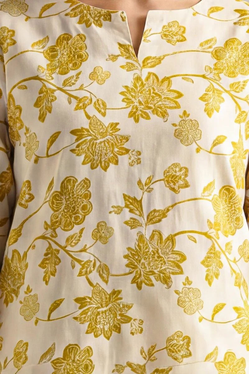 Printed Lawn 2 Piece Unstitched Suit – Mustard | ZERA by Z