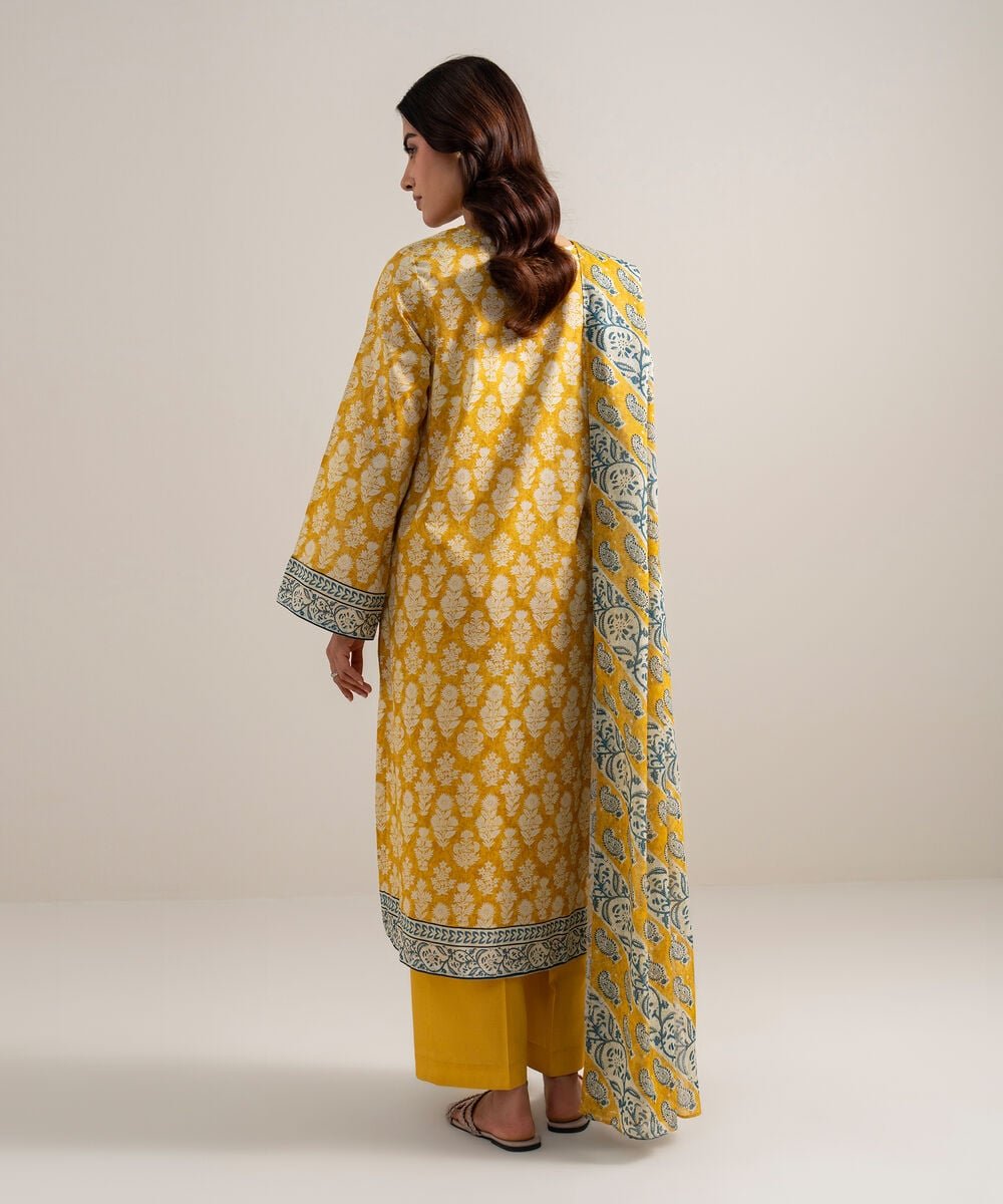 Printed Lawn 3 Piece Unstitched Suit – Mustard Yellow | ZERA by Z