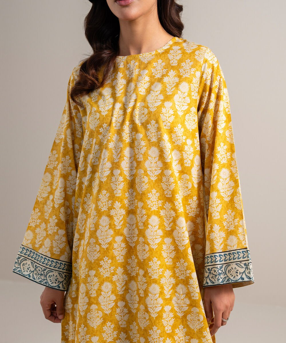 Printed Lawn 3 Piece Unstitched Suit – Mustard Yellow | ZERA by Z