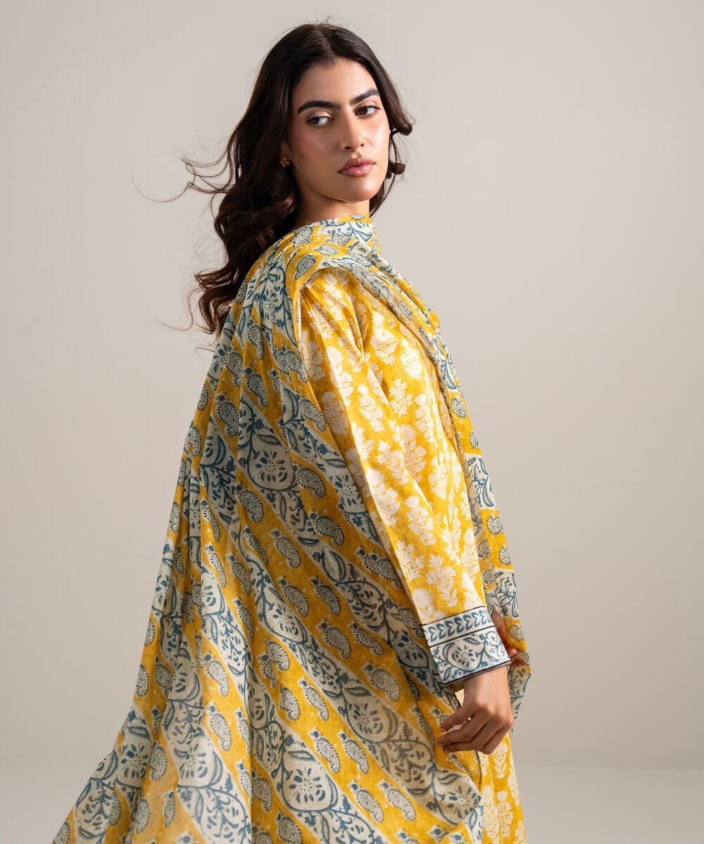 Printed Lawn 3 Piece Unstitched Suit – Mustard Yellow | ZERA by Z