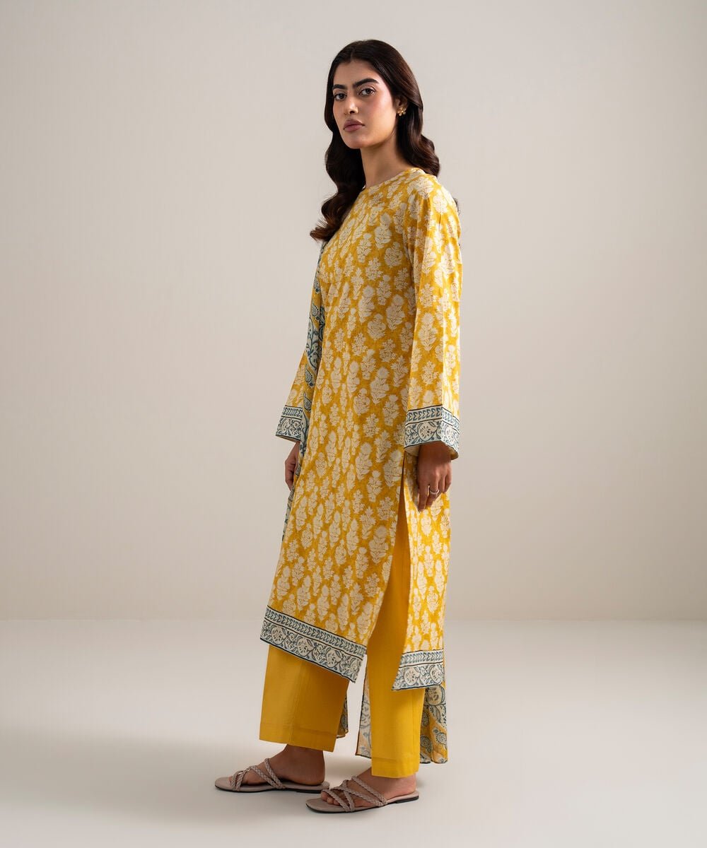 Printed Lawn 3 Piece Unstitched Suit – Mustard Yellow | ZERA by Z
