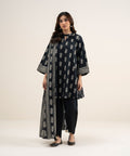 Printed Lawn 3 Piece Unstitched Suit – Off White & Black | ZERA by Z