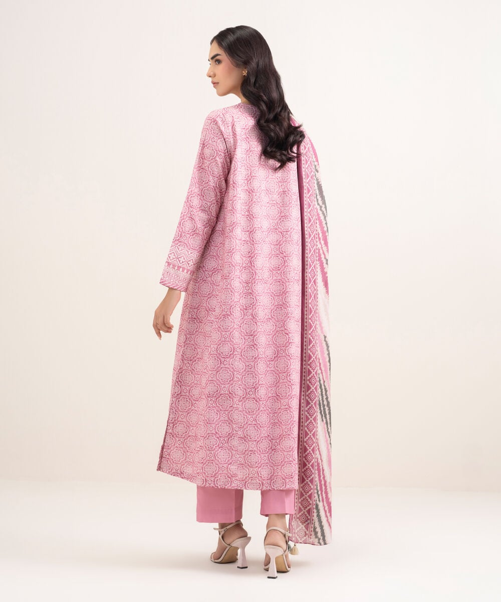 Printed Lawn 3 Piece Unstitched Suit – Pink | ZERA by Z
