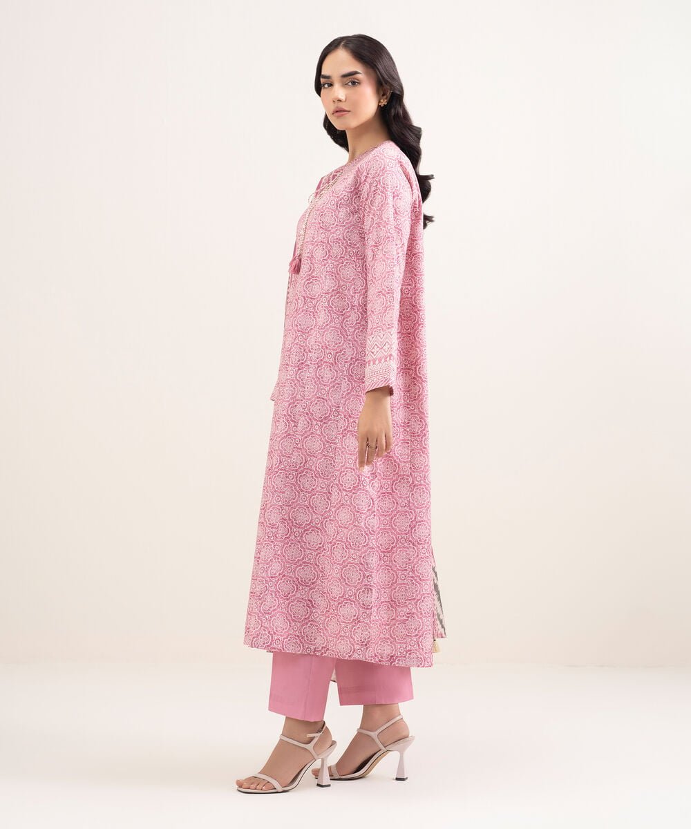 Printed Lawn 3 Piece Unstitched Suit – Pink | ZERA by Z