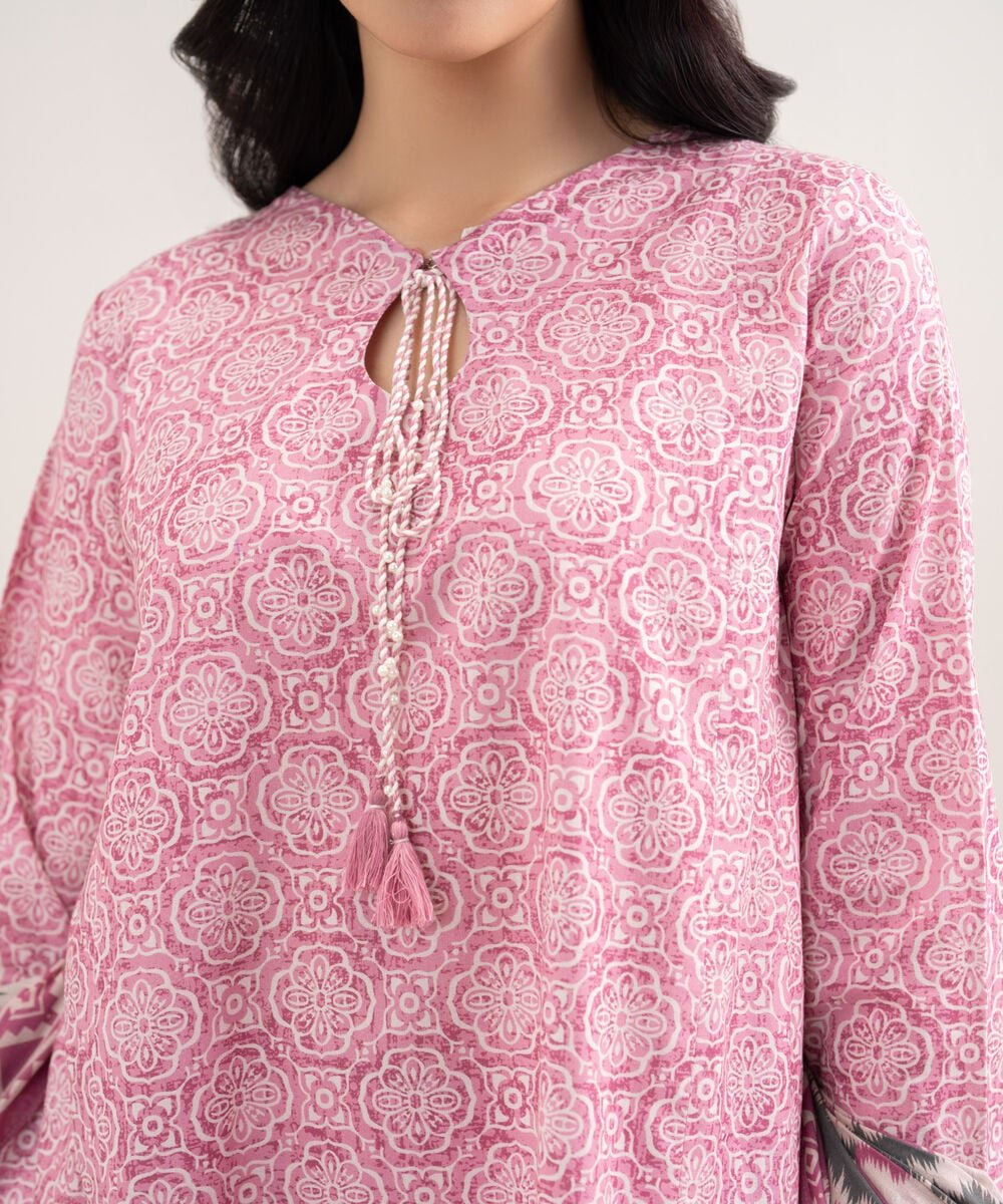 Printed Lawn 3 Piece Unstitched Suit – Pink | ZERA by Z