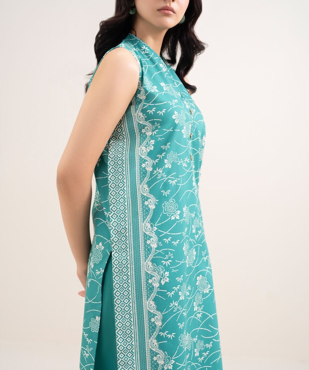 Printed Lawn 3 Piece Unstitched Suit – Sea Green | ZERA by Z
