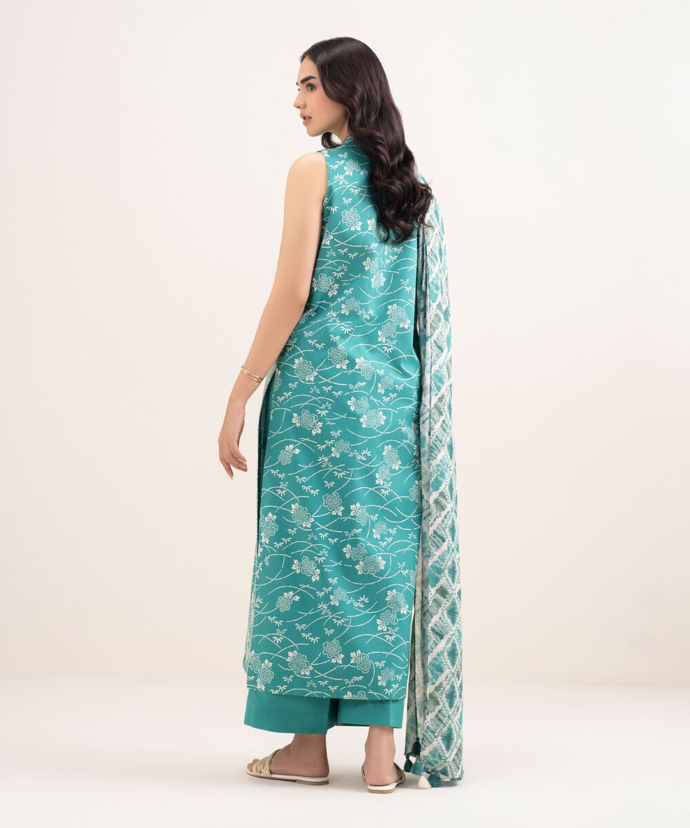 Printed Lawn 3 Piece Unstitched Suit – Sea Green | ZERA by Z