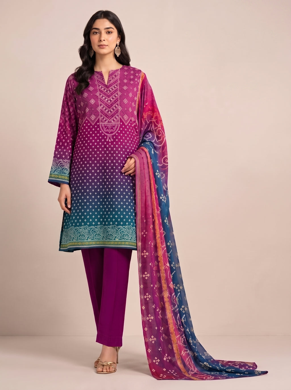 Printed Lawn 3 Piece Unstitched Suit